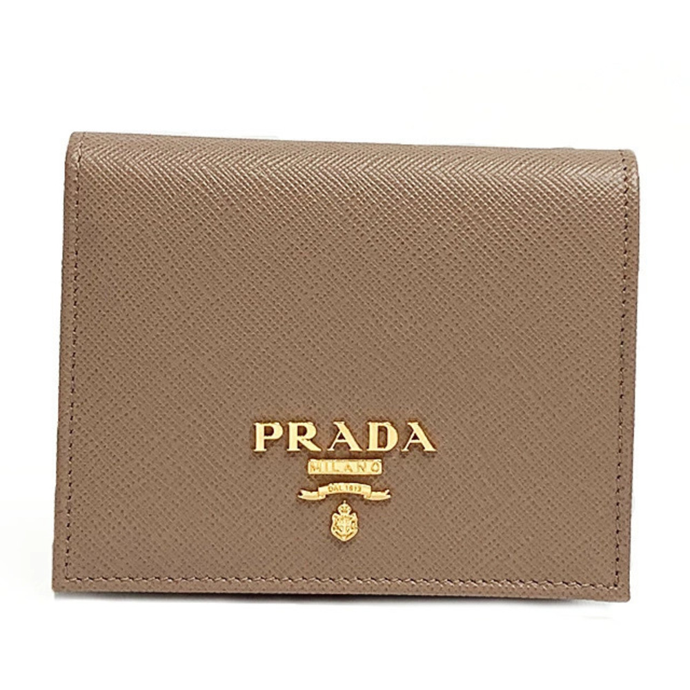 Prada Bifold Wallet Compact Saffiano Metal Qwa Cipria Powder Pink